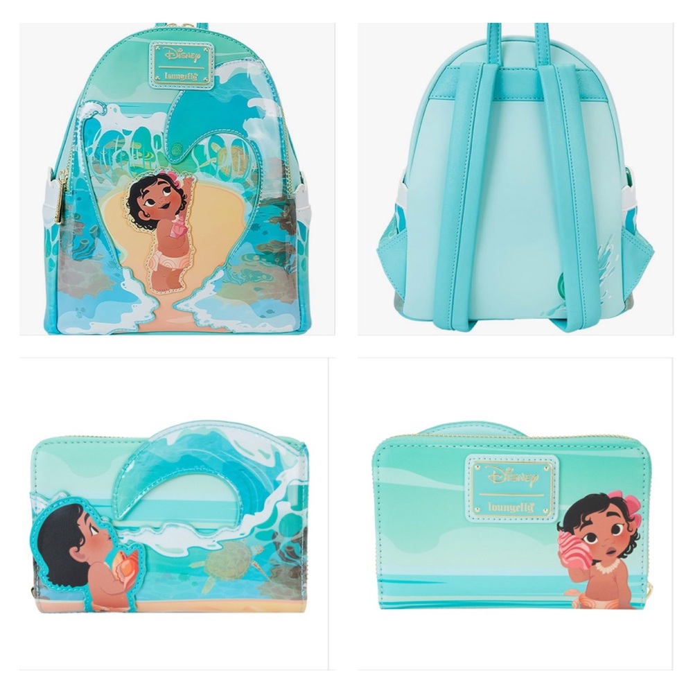 Loungefly Disney Moana Ocean Waves Mini Backpack & Wallet Set - HTF